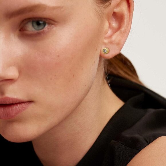 Stud Earrings Gold Filled 14K Zircon Silver Hypoallergenic Small Women Men - Picture 4 of 6